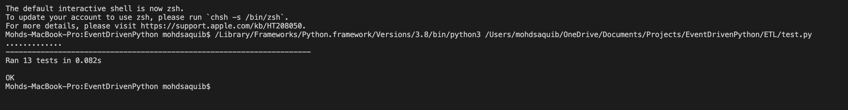 Python unit tests for the ETL functions
